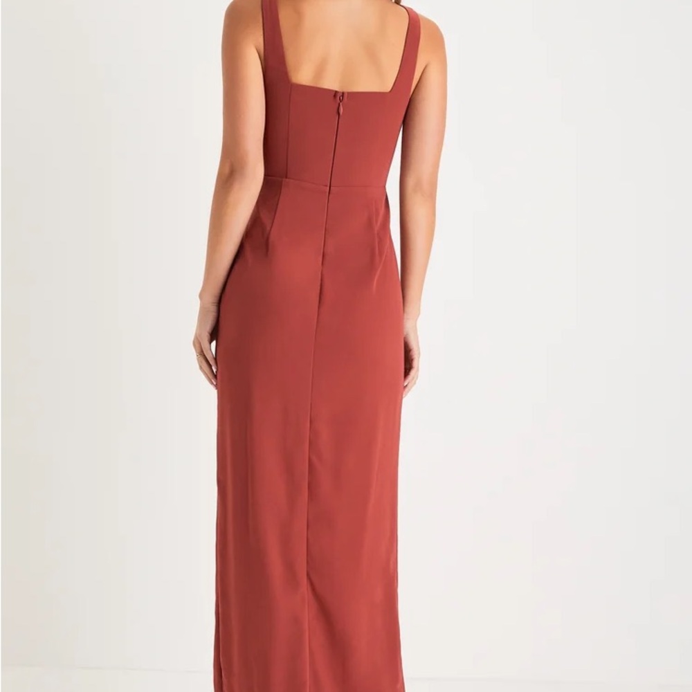 Glamorous Disposition Rust Ruched Maxi Dress, Lulus - Picture 3 of 5